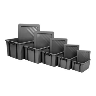 Novabac 6 au 54 Litres Gris Acier + les couvercles - Novap
