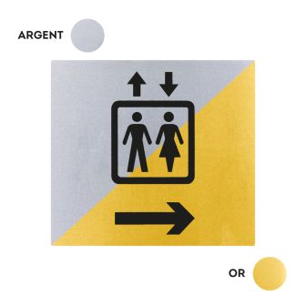 Plaquette ascenseur à droite 90x90 - Argent & Or - NOVAP