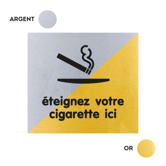 Plaquette Eteignez votre cigarette ici 90x90 - Argent & Or - NOVAP