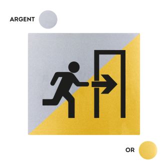 Plaquette Sortie de secours à droite 90x90 - Argent & Or - NOVAP