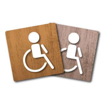 Plaques de porte 90x90mm - Toilettes handicapes - Wood - Novap