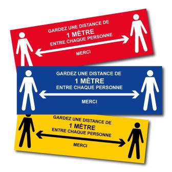Panneau Distance de sécurité 1m - spécial sol - 450 x 150 mm - Novap