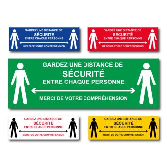 Panneau Garder une distance de sécurité - spécial sol - 450 x 150 mm - Novap