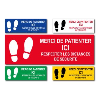 Panneau Merci de patienter ici - spécial sol - 450 x 150 mm - Novap