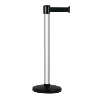 Poteau alu anodisé à sangle Noir sur socle portable - Novap