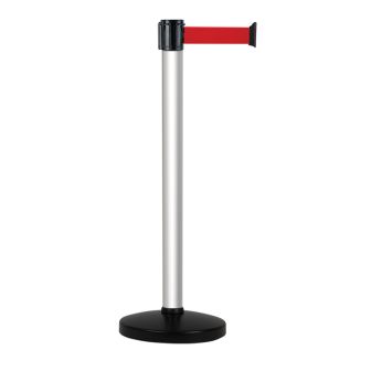 Poteau alu anodisé à sangle Rouge sur socle portable - Novap