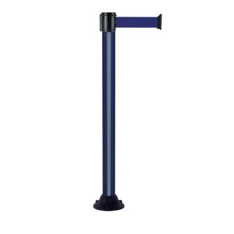 Poteau alu bleu à sangle Bleu sur socle fixe - Novap