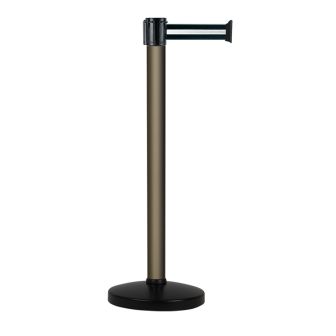 Poteau alu bronze à sangle Noir/Argent sur socle portable - Novap