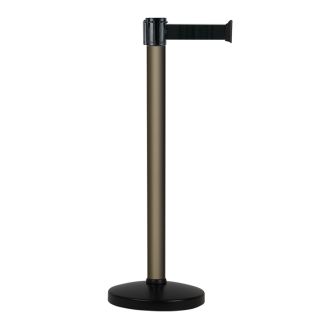 Poteau alu bronze à sangle Noir sur socle portable - Novap