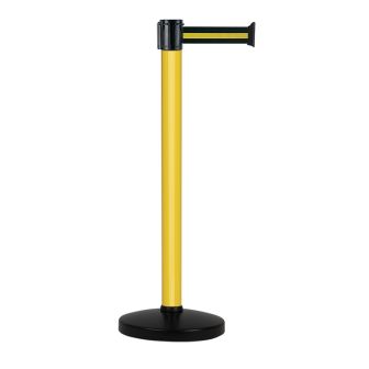 Poteau alu jaune à sangle Noir/Jaune sur socle portable - Novap