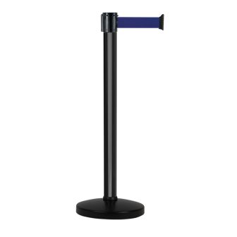 Poteau alu noir à sangle Bleu sur socle portable - Novap