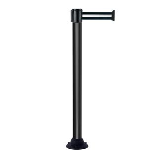 Poteau alu noir à sangle Noir/Argent sur socle fixe - Novap
