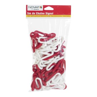 Sac de 5m de chaîne plastique Rouge et Blanche - Signal - Novap