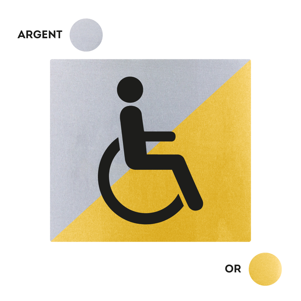 Plaques de porte 90x90mm - WC handicapés - Argent & Or