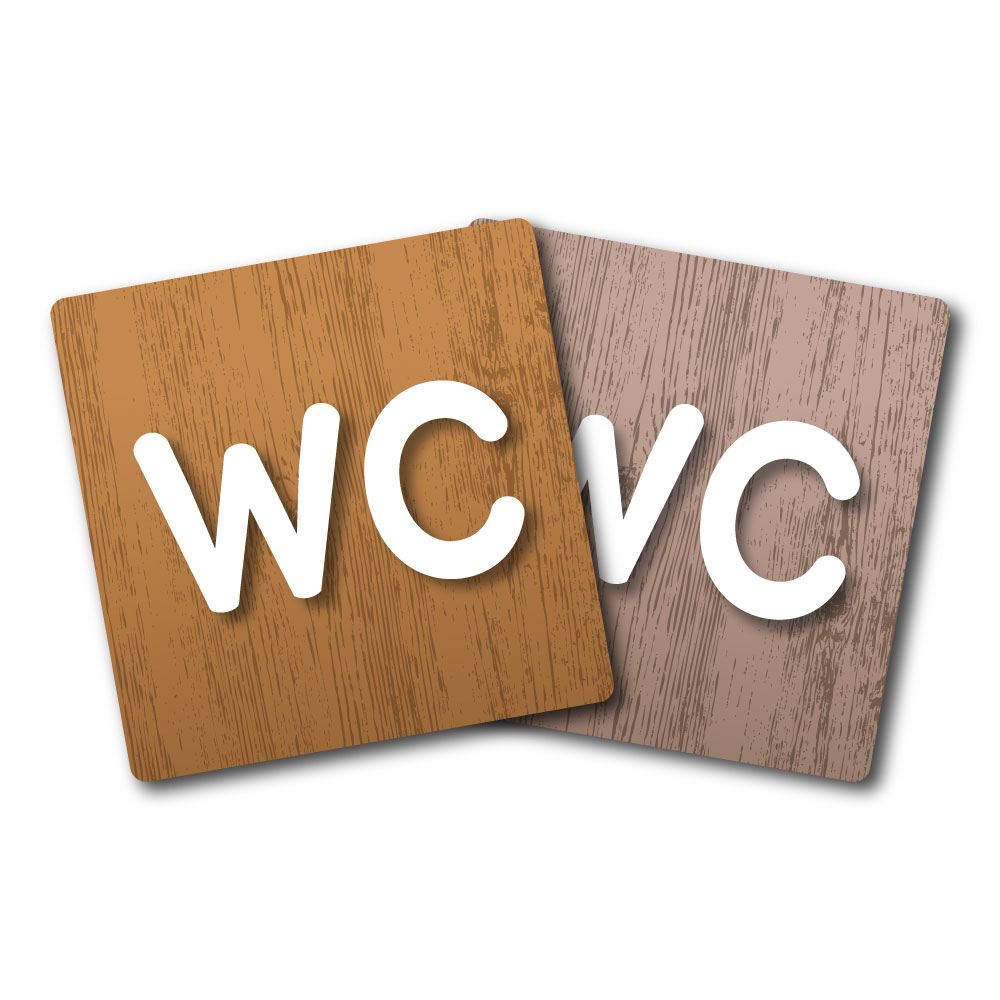 Plaques de porte 90x90mm - WC - Wood