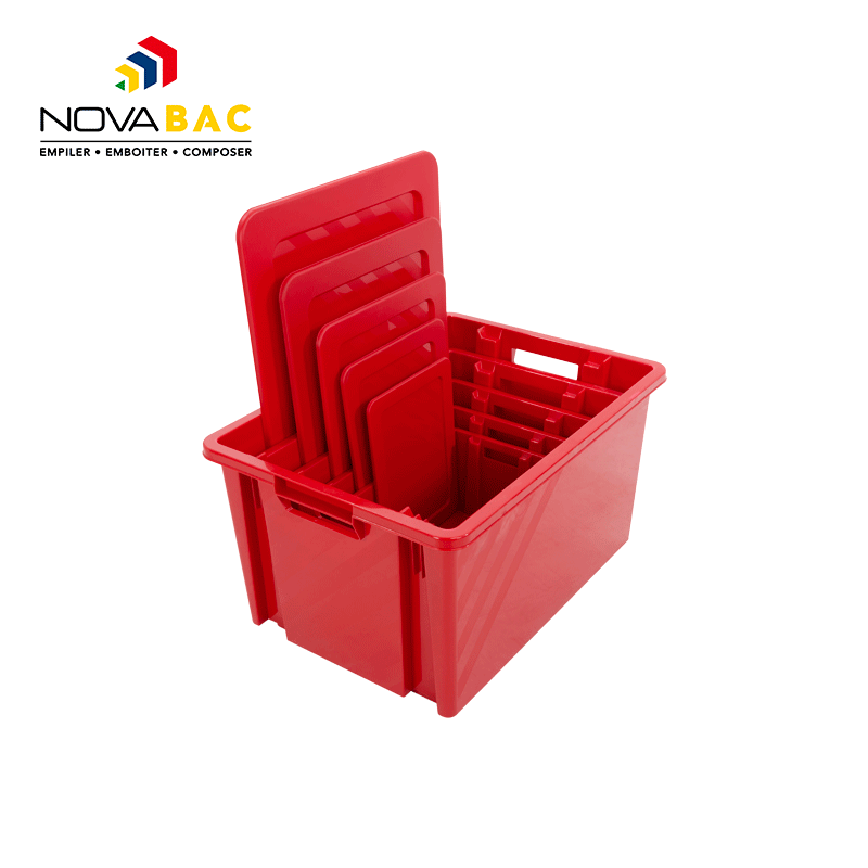 Boite de rangement Novabac 6 au 54 Litres Rouge + les couvercles - 5200148