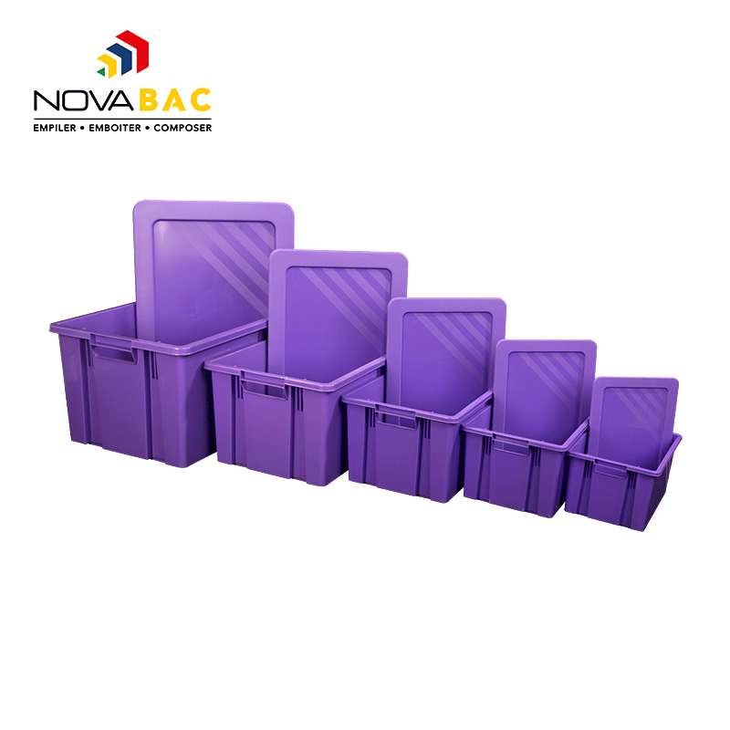 Boite de rangement Novabac 6 au 54 Litres Violet + les couvercles - 5200230