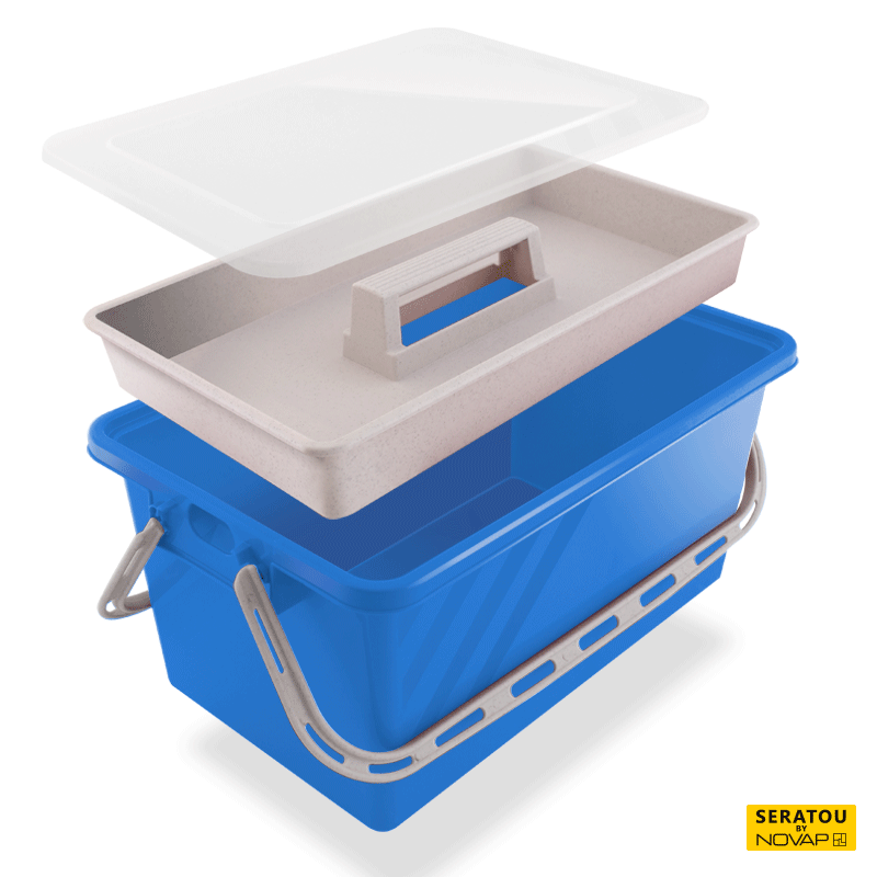 Boite de rangement 10, 17 ou 24 L Bleu - couvercle translucide - SERATOU