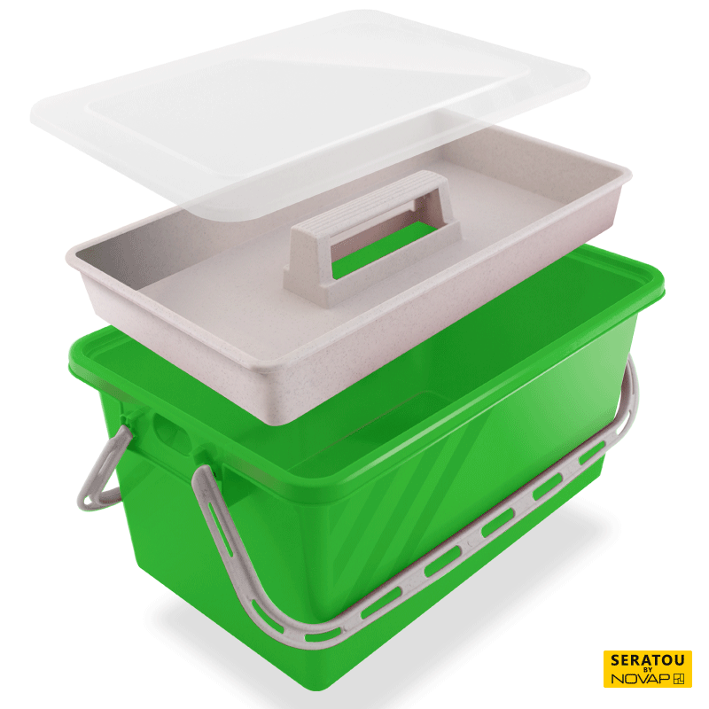 Boite de rangement 10, 17 ou 24 L Vert - couvercle translucide - SERATOU